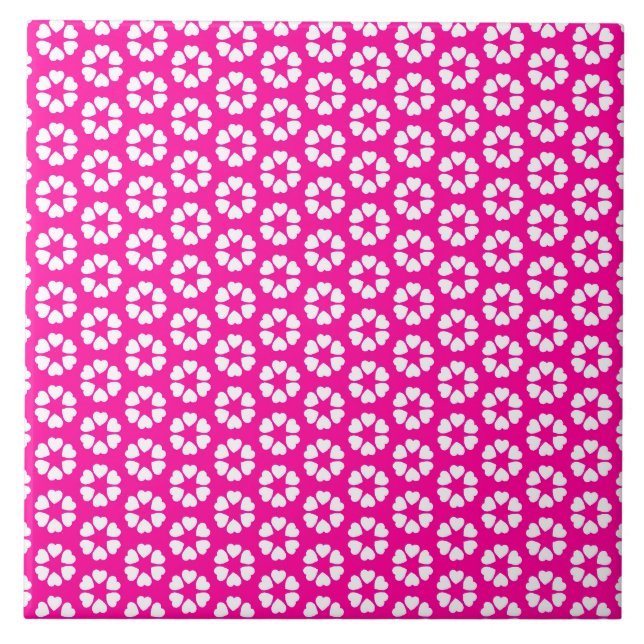 Muster des rosa und weißen Herzens Fliese (Vorderseite)