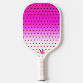 Muster des rosa und weißen Herzens Modernes Monogr Pickleball Schläger
