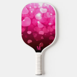 Muster des rosa und weißen Herzens Modernes Monogr Pickleball Schläger