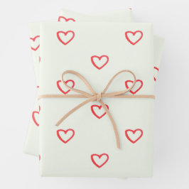 Muster des roten Herzens, Niedlich, Liebe Geschenkpapier Set