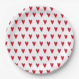 Muster des roten Herzens | Romantik Pappteller