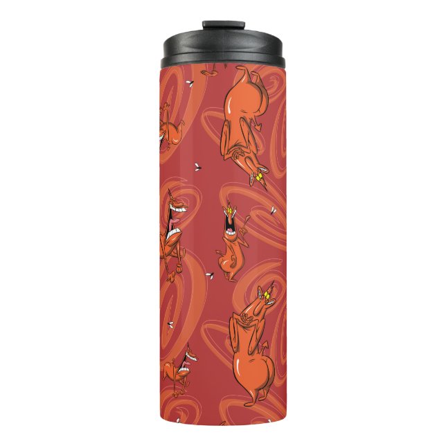 Muster des roten Typ von Kuh und Hühnern Thermosbecher (Vorderseite)