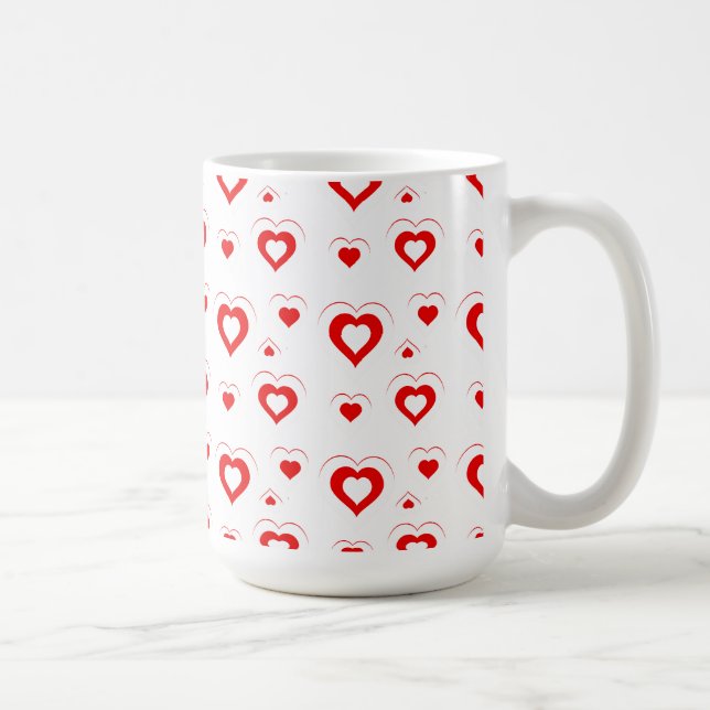 Muster des roten und weißen Herzens G2 Kaffeetasse (Rechts)