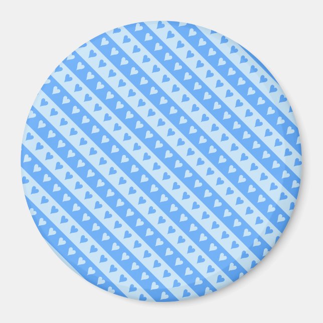Muster des runden Musters "Blaue Herzen und Streif Magnet (Vorne)