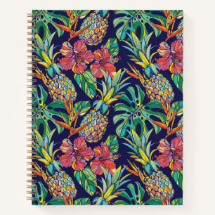 Muster des tropischen Ananas-Hibiskus Notizbuch