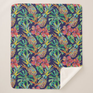 Muster des tropischen Ananas-Hibiskus Sherpadecke