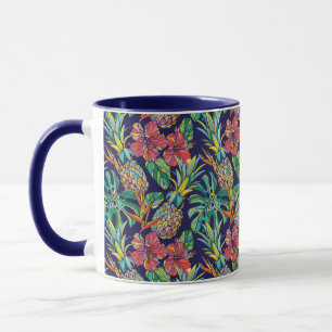 Muster des tropischen Ananas-Hibiskus Tasse