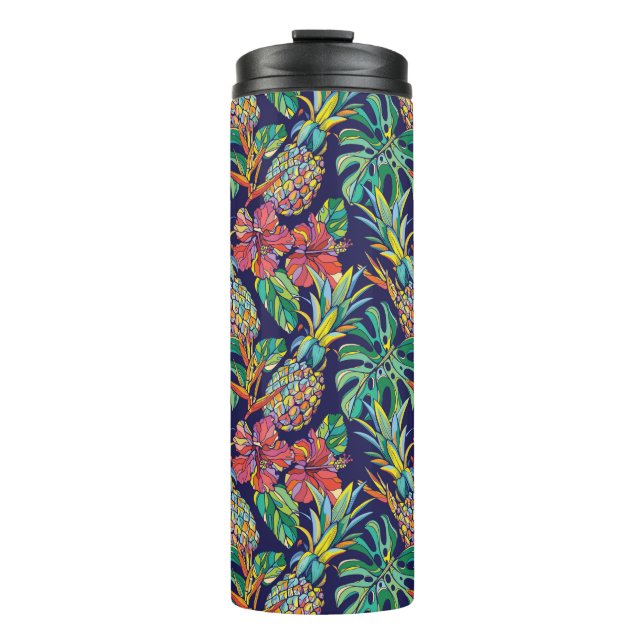 Muster des tropischen Ananas-Hibiskus Thermosbecher (Vorderseite)