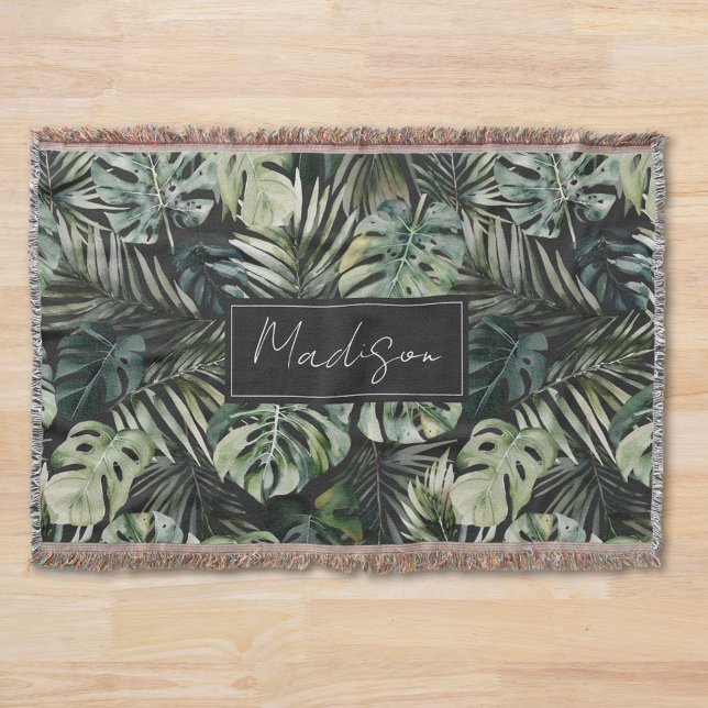 Muster des tropischen Regenwaldes in Aquarelltönen Decke (In situ)