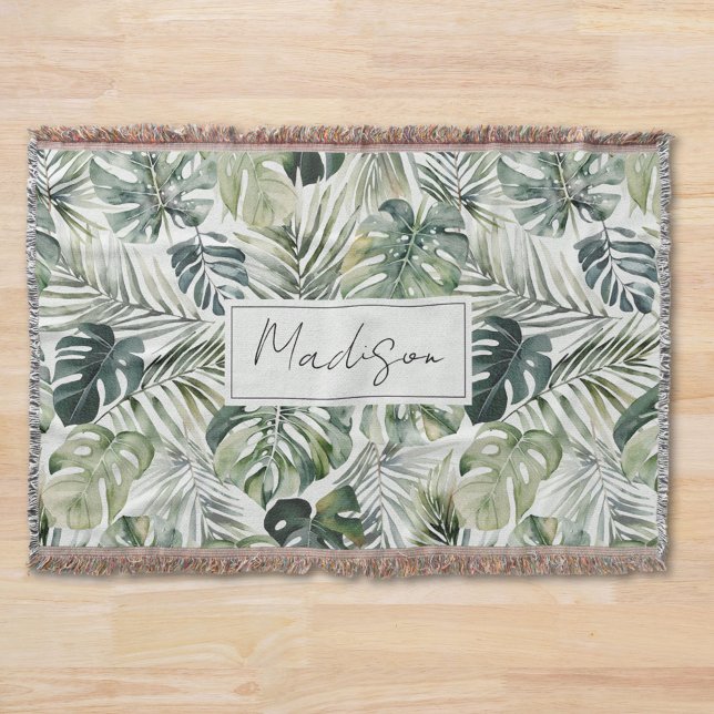 Muster des tropischen Regenwaldes in Aquarelltönen Decke (In situ)