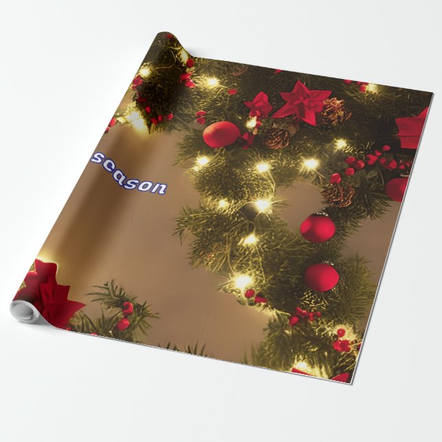 Muster des Weihnachtsbaumes mit roten Bögen Geschenkpapier (Ungerollt)