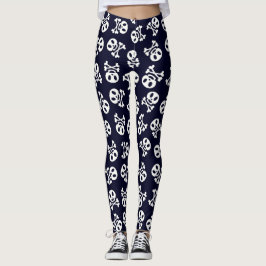 Muster des weißen Schädels und der Kreuzknochen Leggings