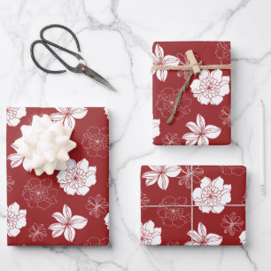 Muster des weißen und roten grafischen Musters Geschenkpapier Set