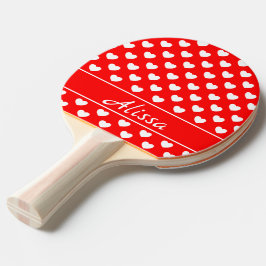 Muster des weißen und roten Herzens, Alissa-Namens Tischtennis Schläger