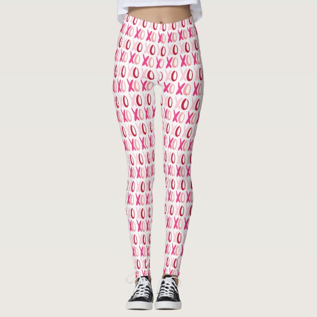 Muster des "XOXO"-Valentinstags Leggings (Vorderseite)