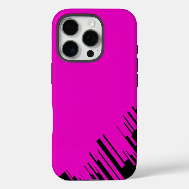 Muster-Design in Hot Pink und Schwarz iPhone 16 Pro Hülle (Rückseite)