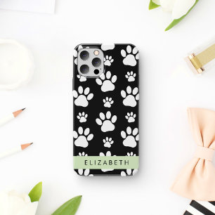 Muster, Dog Paws, Schwarz und Weiß, Ihr Name Case-Mate iPhone Hülle
