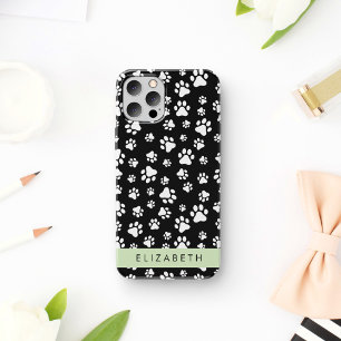 Muster, Dog Paws, Schwarz und Weiß, Ihr Name Case-Mate iPhone Hülle