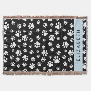 Muster, Dog Paws, Schwarz und Weiß, Ihr Name Decke