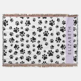 Muster, Dog Paws, Schwarz und Weiß, Ihr Name Decke