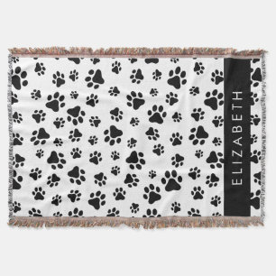 Muster, Dog Paws, Schwarz und Weiß, Ihr Name Decke