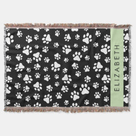 Muster, Dog Paws, Schwarz und Weiß, Ihr Name Decke