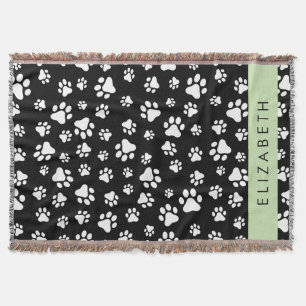 Muster, Dog Paws, Schwarz und Weiß, Ihr Name Decke