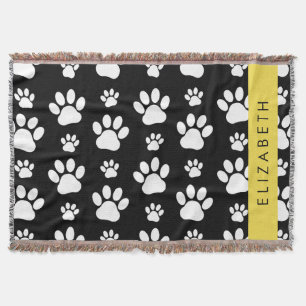 Muster, Dog Paws, Schwarz und Weiß, Ihr Name Decke
