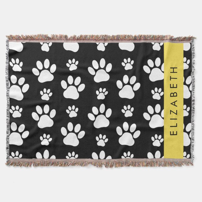 Muster, Dog Paws, Schwarz und Weiß, Ihr Name Decke (Vorderseite)