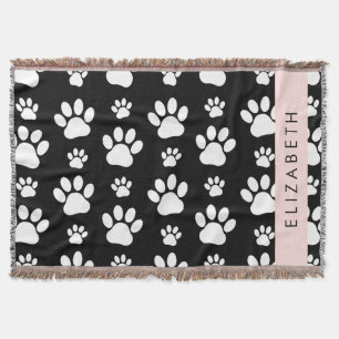 Muster, Dog Paws, Schwarz und Weiß, Ihr Name Decke