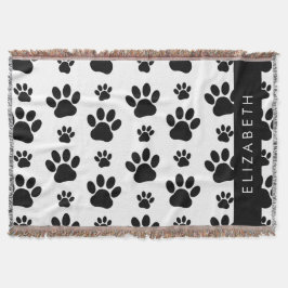 Muster, Dog Paws, Schwarz und Weiß, Ihr Name Decke
