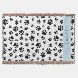 Muster, Dog Paws, Schwarz und Weiß, Ihr Name Decke