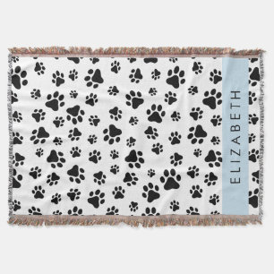 Muster, Dog Paws, Schwarz und Weiß, Ihr Name Decke