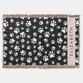 Muster, Dog Paws, Schwarz und Weiß, Ihr Name Decke