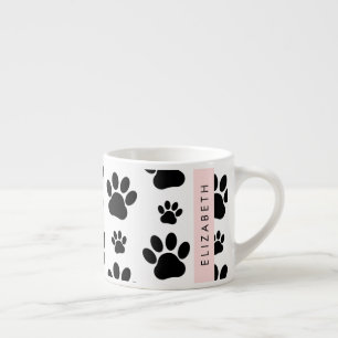 Muster, Dog Paws, Schwarz und Weiß, Ihr Name Espressotasse