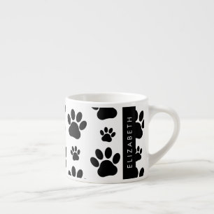 Muster, Dog Paws, Schwarz und Weiß, Ihr Name Espressotasse