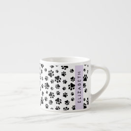 Muster, Dog Paws, Schwarz und Weiß, Ihr Name Espressotasse