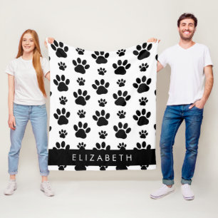 Muster, Dog Paws, Schwarz und Weiß, Ihr Name Fleecedecke