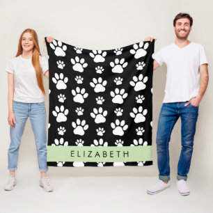 Muster, Dog Paws, Schwarz und Weiß, Ihr Name Fleecedecke