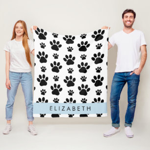 Muster, Dog Paws, Schwarz und Weiß, Ihr Name Fleecedecke