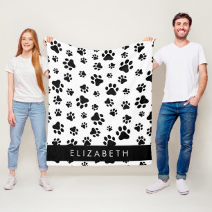 Muster, Dog Paws, Schwarz und Weiß, Ihr Name Fleecedecke