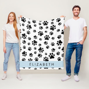 Muster, Dog Paws, Schwarz und Weiß, Ihr Name Fleecedecke