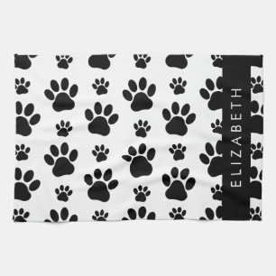 Muster, Dog Paws, Schwarz und Weiß, Ihr Name Geschirrtuch