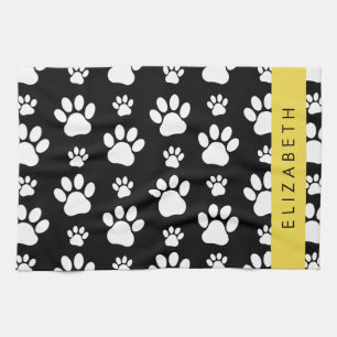 Muster, Dog Paws, Schwarz und Weiß, Ihr Name Geschirrtuch