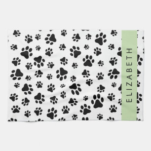 Muster, Dog Paws, Schwarz und Weiß, Ihr Name Geschirrtuch
