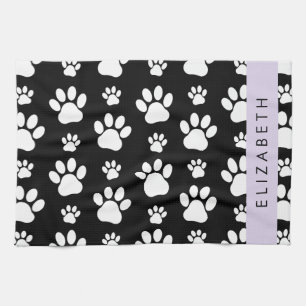 Muster, Dog Paws, Schwarz und Weiß, Ihr Name Geschirrtuch