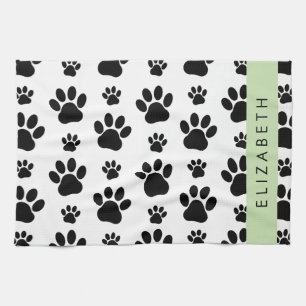 Muster, Dog Paws, Schwarz und Weiß, Ihr Name Geschirrtuch