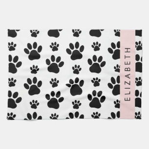 Muster, Dog Paws, Schwarz und Weiß, Ihr Name Geschirrtuch