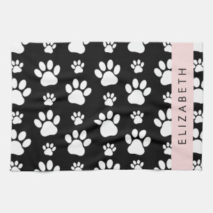 Muster, Dog Paws, Schwarz und Weiß, Ihr Name Geschirrtuch