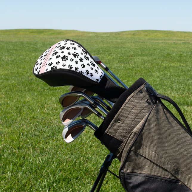 Muster, Dog Paws, Schwarz und Weiß, Ihr Name Golf Headcover (In SItu)